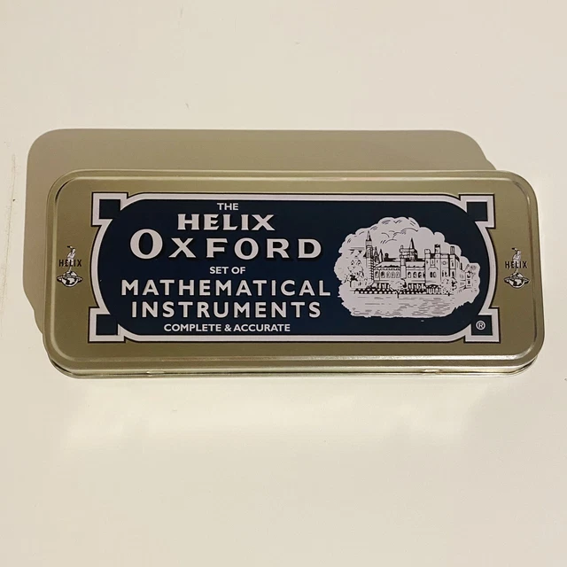 The helix oxford set of mathematical instruments with metal storage tin