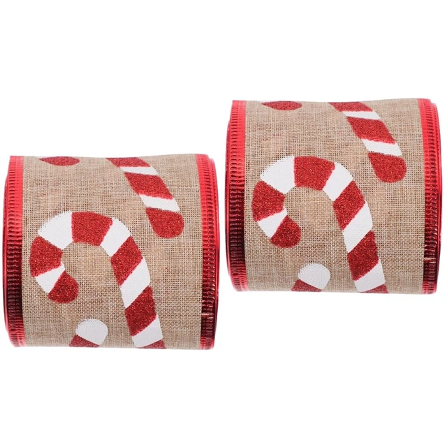2 rollen von Weihnachten Verdrahtet Bänder Weihnachten Stoff Band