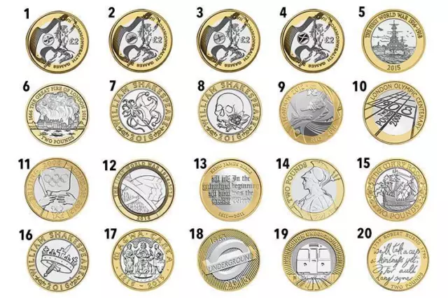 Seltene bi-metallische Großbritannien £2 Münzen und Kanalinsel Zwei-Pfund-Münzen