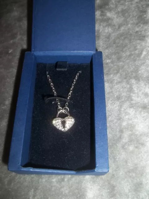 Genuine Swarovski silver coloured chain with Crystal heart shaped lock