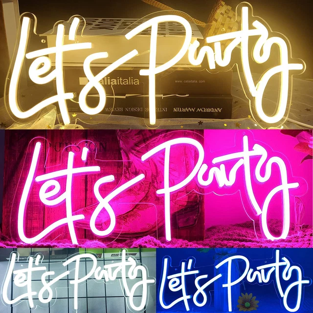 LED NEON LIGHT Sign Let's Party Neon Signs for Wall Decor LED Neon Sign
