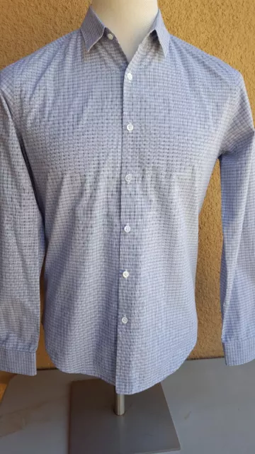 Chemise homme THEORY multicolore gris checks bouton coton devant LS S Chine