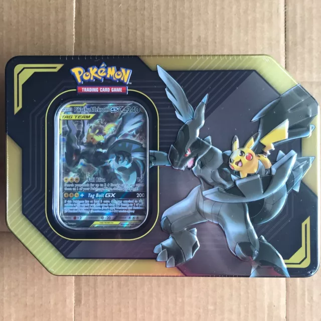 POKEMON 2019 TAG TEAM METAL TIN-SUN AND MOON SERIES- PIKACHU AND ZEKROM GX