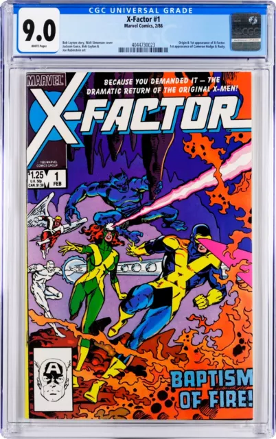 X-Factor #1 CGC 9.0 (Feb 1986, Marvel) Bob Layton Story, Origin & 1st Team app.