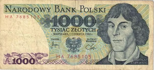 Q2604 Banknote Poland 1000 Zlotych Mikolaj Kopernik 1982 -> Make Offer