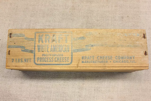 Old Wood Kraft White American Cheese Box 9 1/8" Country Decoration Vintage 2 Lbs 2