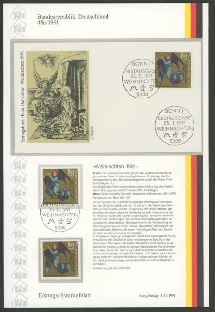 BRD ETSB 1991/48c ERSTTAGS-SAMMELBLATT WEIHNACHTEN CHRISTMAS NOEL NAVIDAD