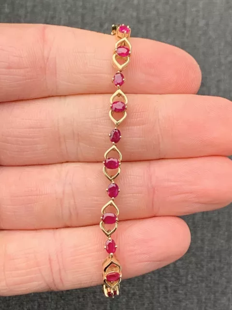 14ct Gold Natural Ruby Exceptional Heavy Bracelet, 14k 585