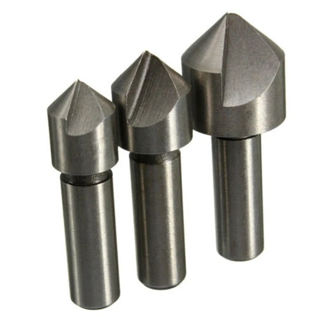3pcs Acier Haute Vitesse Countersink Drill Bit Set Kit 10/12/16mm Bois Tools 4