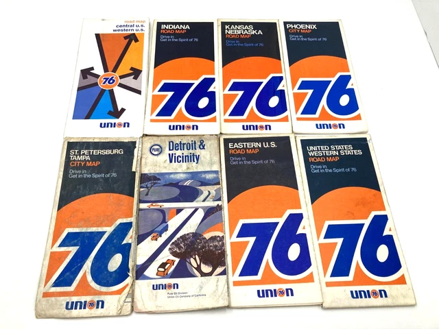 Vintage Union 76 Gas Oil Roadmaps Fold up Travel Souvenir Advertisements Lot 8