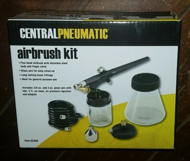 CENTRAL PNEUMATIC AIRBRUSH Kit Jars/Air Hose/Pressure Regulator