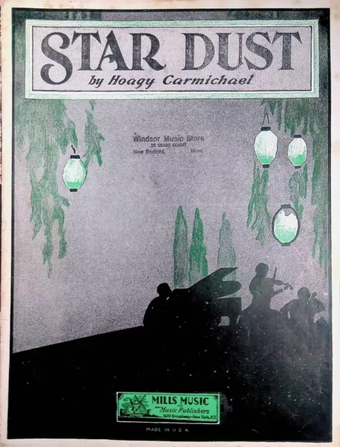 1929 "Star Dust" Hoagy Carmichael Jazz Japanese Lanterns Cover Sheet Music