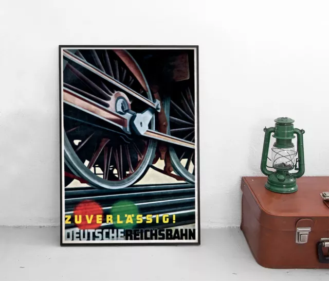 Poster Zuverlässig! Deutsche Reichsbahn 1930 Eisenbahn Bahn Plakat Bahn Train