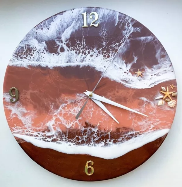 Resin Wall Clock for Home Decor Red Abstract modern design
