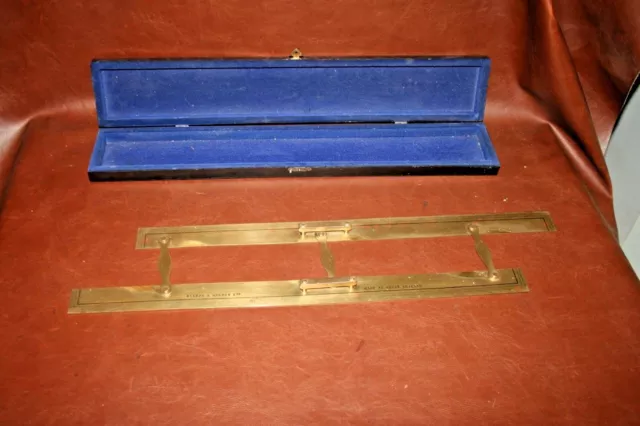 Antique Kelvin Hughes 24" Brass Parallel Ruler Nautical Navigation Tool in Box 2