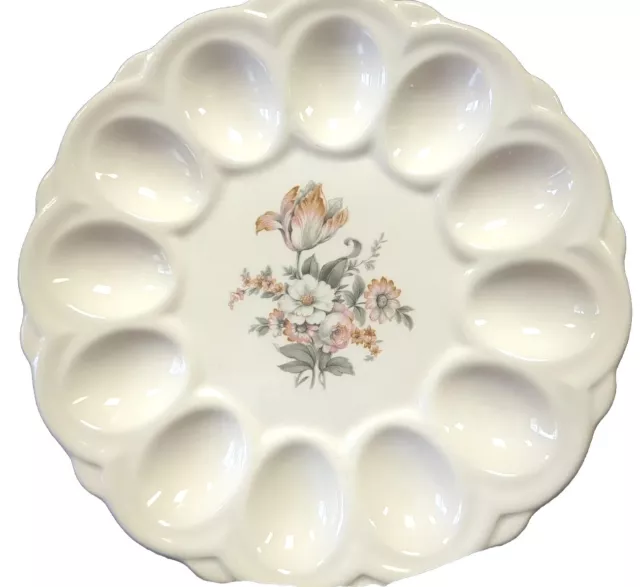 Vintage E&R Ebeling Reuss Deviled Egg Platter Plate American Artware Floral 40s