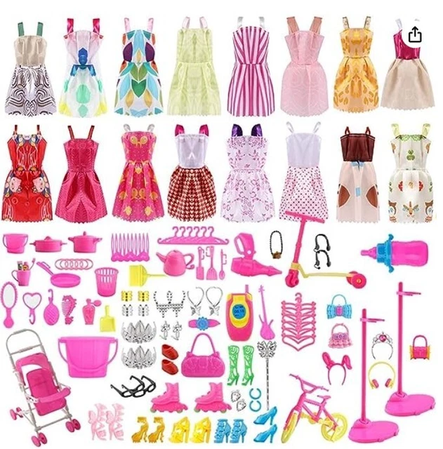 ASANMU 130 Pezzi Vestiti e Accessori per Bambole Dolls, Abito per Dolls Gonna