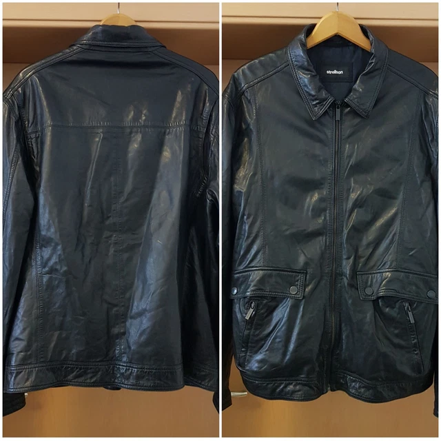 STRELLSON Herren Jacke Lederjacke Echtleder Lammleder 58 XXXL 3XL schwarz top 5