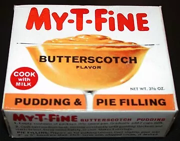 VINTAGE 1950s MY-T-FINE PUDDING & PIE FILLING Butterscotch Full Box OLD STOCK !!