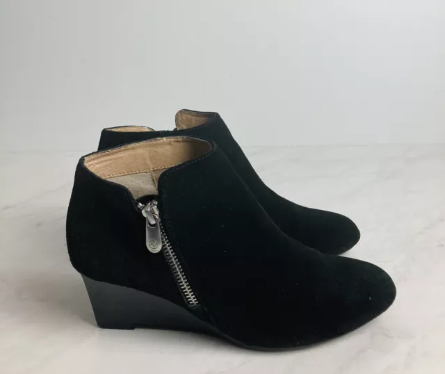 Adrienne Vittadini MERIEL Suede Zip Up Ankle Boots Bootie Womens Size 6.5 Black