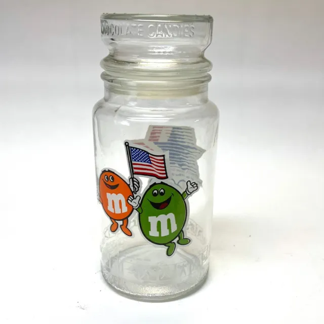 Vintage 1984 L.A. Olympics M&Ms Glass Candy Jar with Lid