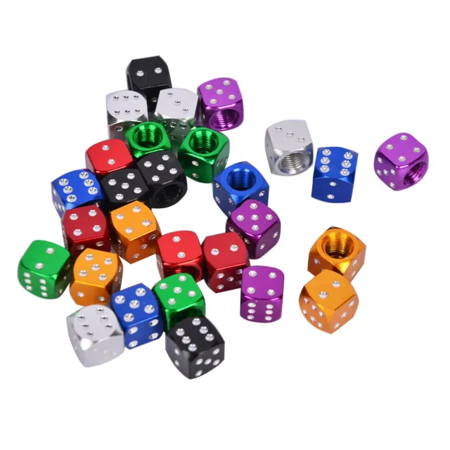 7 Color Metal Dice Wheel Valve Stem Tire Cap Trims For Car/Bike/Truck Dust Cover