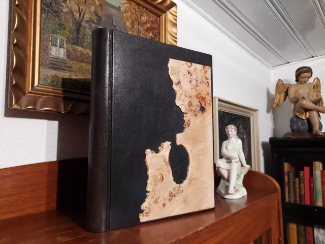 LIBRO BIANCO LIBRO PER OSPITI bella PELLE LEGNO COPERTINA A MANO fatta a mano RILEGATRICE LIBRO unica