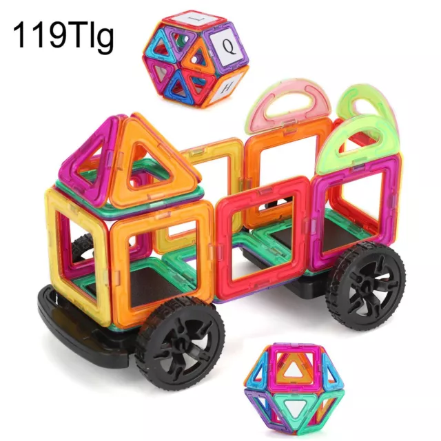 119tlg Block Magnetic Bausteine Kinder Lernspielzeug Blöck Satz für Konstruktion