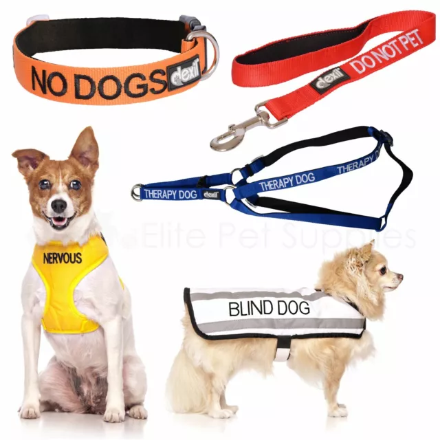 Dexil Dog Collar, Lead, Harness, Coat Colour Coded Advance Pet Warning Worded