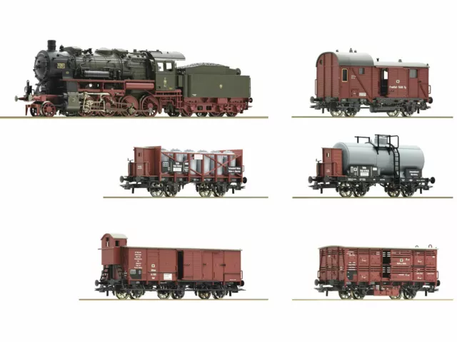 Roco 61480 Zugset Preußischer Güterzug Dampflok G 8.2 mit Güterwagen K.P.E.V H0