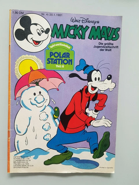 Micky Maus Heft 4 1981 mit Spiel- und Bastelteil & Schnipp