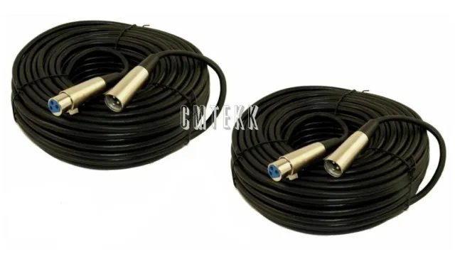 2x 100Ft XLR 3Pin Male Female Mic Cord Audio Microphone Balanced Cable 100 Foot