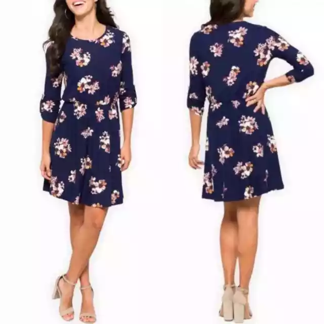 NWT FRENCH GREY Stitch Fix Navy Murphy Brushed Knit Dress 3 4 Roll