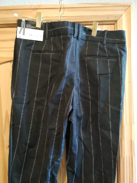 Liz Claiborne Women's Size 6 Audra Black Straight Leg Career Dress Pants Stripe