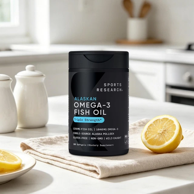 TRIPLE STRENGTH OMEGA 3 Fish Oil Burpless Supplement EPA DHA Fatty ...