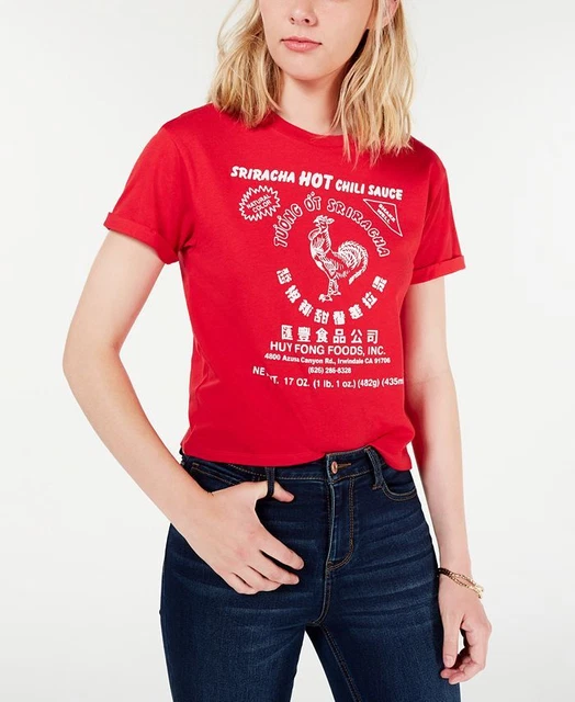 Mighty Fine Juniors' Sriracha Graphic T-Shirt Red Size XL