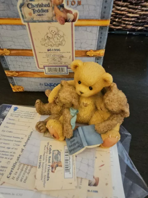 Cherished Teddies CALEB and FRIENDS When One Lacks Vision... #661996 1999 COA