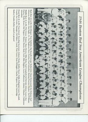 1946 Boston Red Sox Team Picture hand out from Fenway Park 8 1/2 X 11