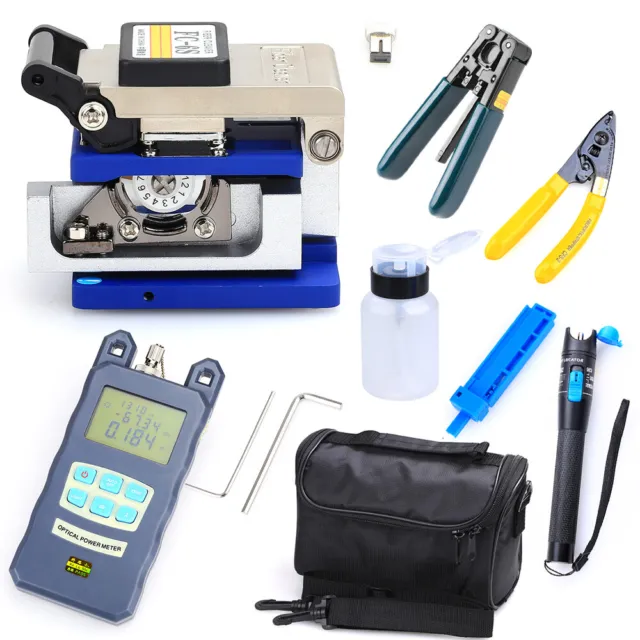18PCS FTTH Tool Kits With FC-6S Cutter Cleaver Optical Power Meter Visual Finder