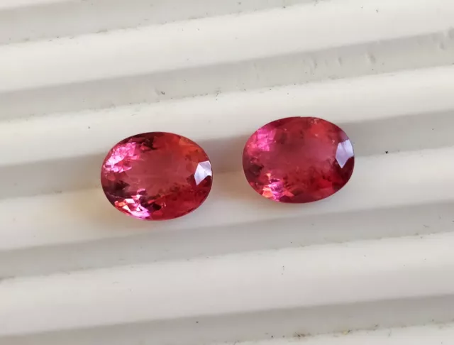 10 × 8 MM Naturale Rubellite Tormalina Ovale Paio Sfuso Gemme Set Coordinato