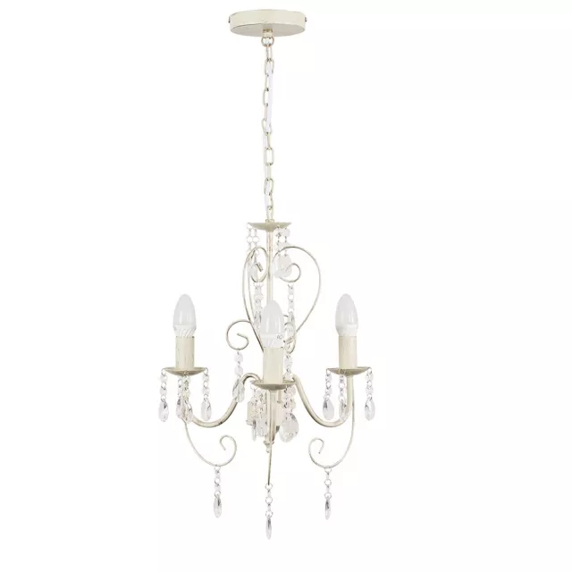 MiniSun Ceiling Light -  Vintage Distressed White 3 Way Chandelier LED Bulbs