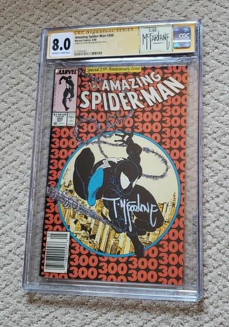 Amazing Spider-Man 300 CGC 8.0 SS Todd McFarlane Signed Newsstand 1st Venom 1988