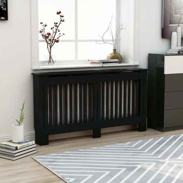 Vidaxl Copertura per Radiatore Nera 152x19x81 cm in MDF