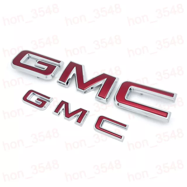 2021-2024 GMC Yukon Yukon XL GM Front & Rear Red Chrome Emblem Kit 84729912 OEM