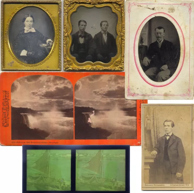 Photo history teaching set: daguerreotype, ambrotype, tintype, CDV, stereo…