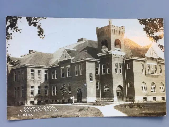 Gaylord Michigan Mi Real Photo RPPC Postcard Posted 1916 High School L-5301 Rare