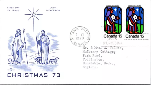 Canada 1973 FDC - Christmas Cover - Rosecraft Cachet - Ottawa, Ont - F78891