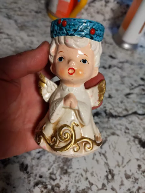 Vintage links Weihnachtsengel Junge Votiv Kerzenhalter Figur Japan SELTEN