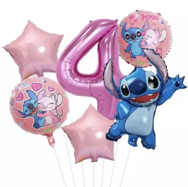 Lilo & Stitch 4th Birthday Girls Pink Balloon Set Party Decorations Age 4 Kids