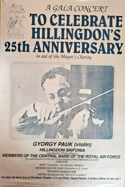 György Pauk - Hillingdon - Poster Original Concert - Rare - 80'S